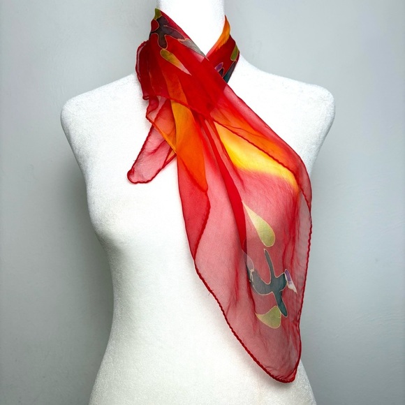 Artisan dyed silk square scarf artsy - Picture 2 of 10